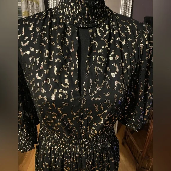 Ina black and gold halter midi dress size M - Picture 2 of 7